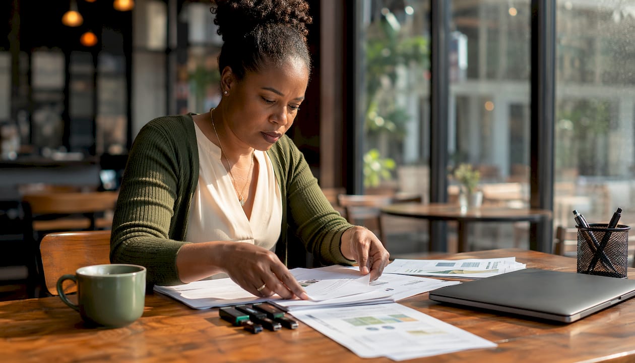 Financial analyst organizing client financial data
