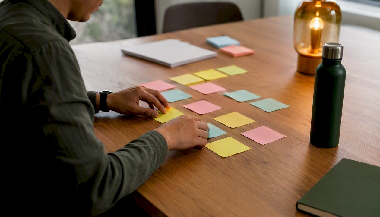 Hands placing chart of accounts sheet on desk