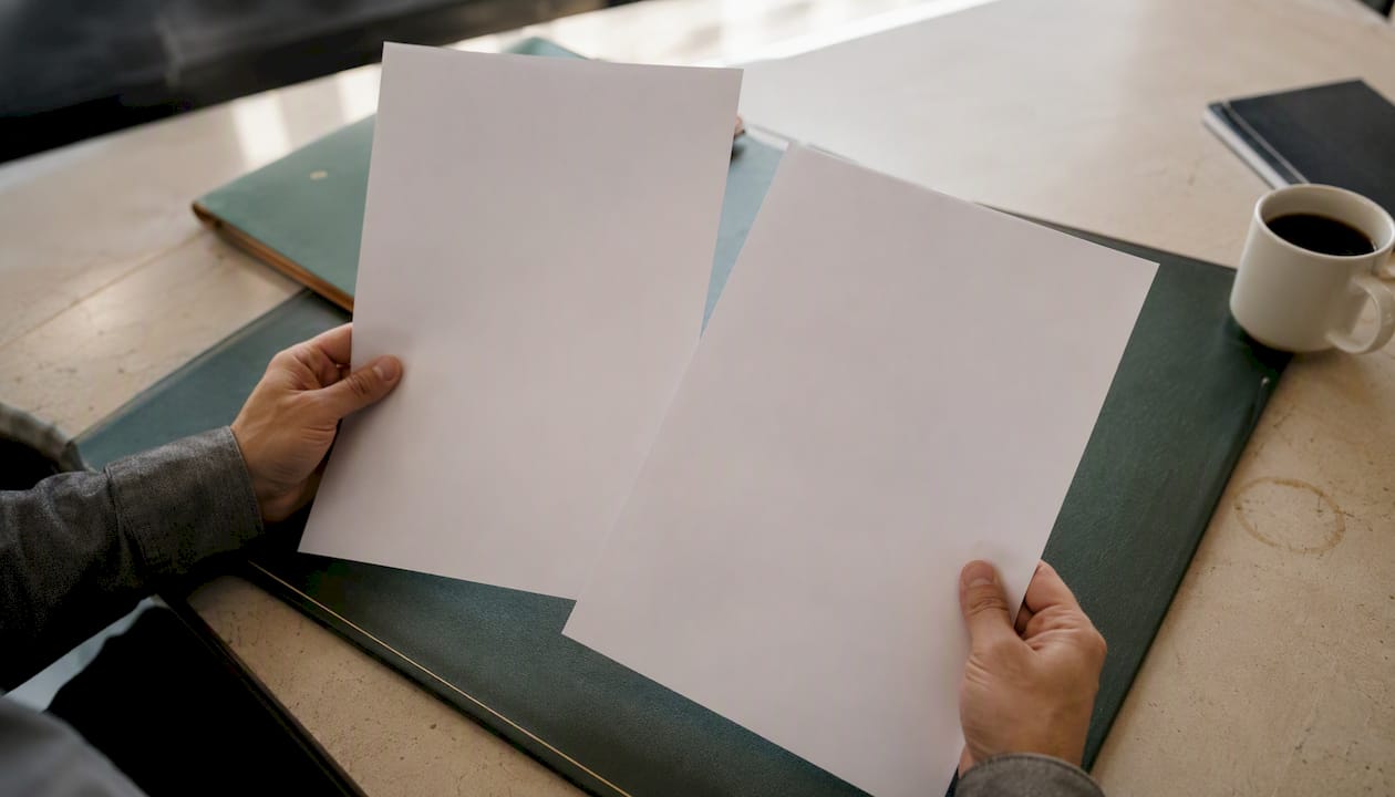 Hands holding invoice and purchase order with differences