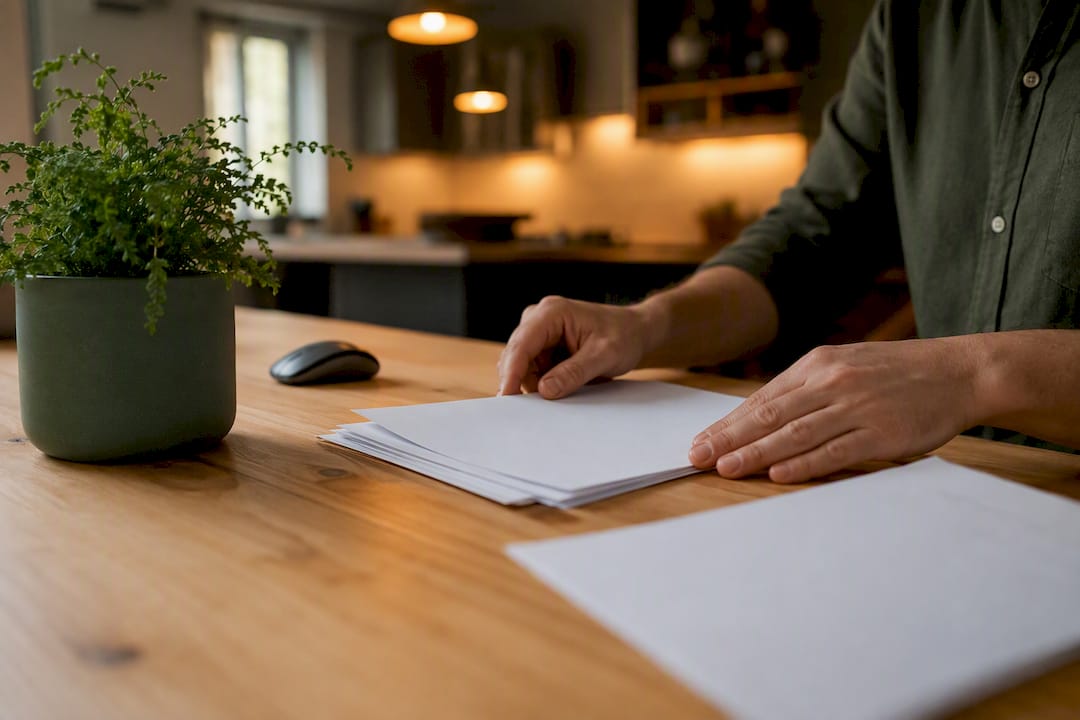 Hands holding bank statement for scanning