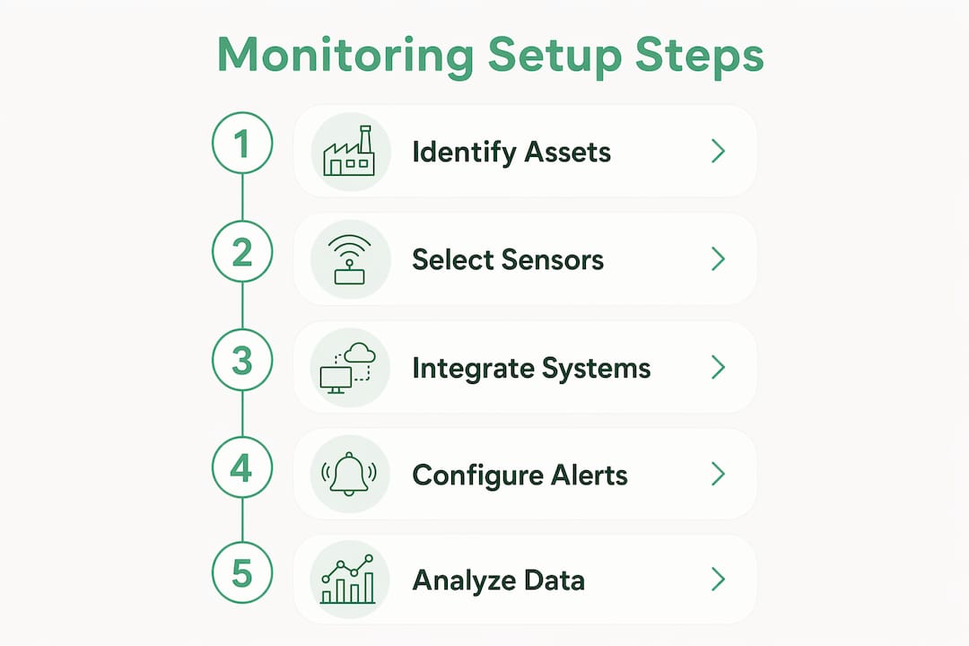 Infographic detailing steps for equipment monitoring setup