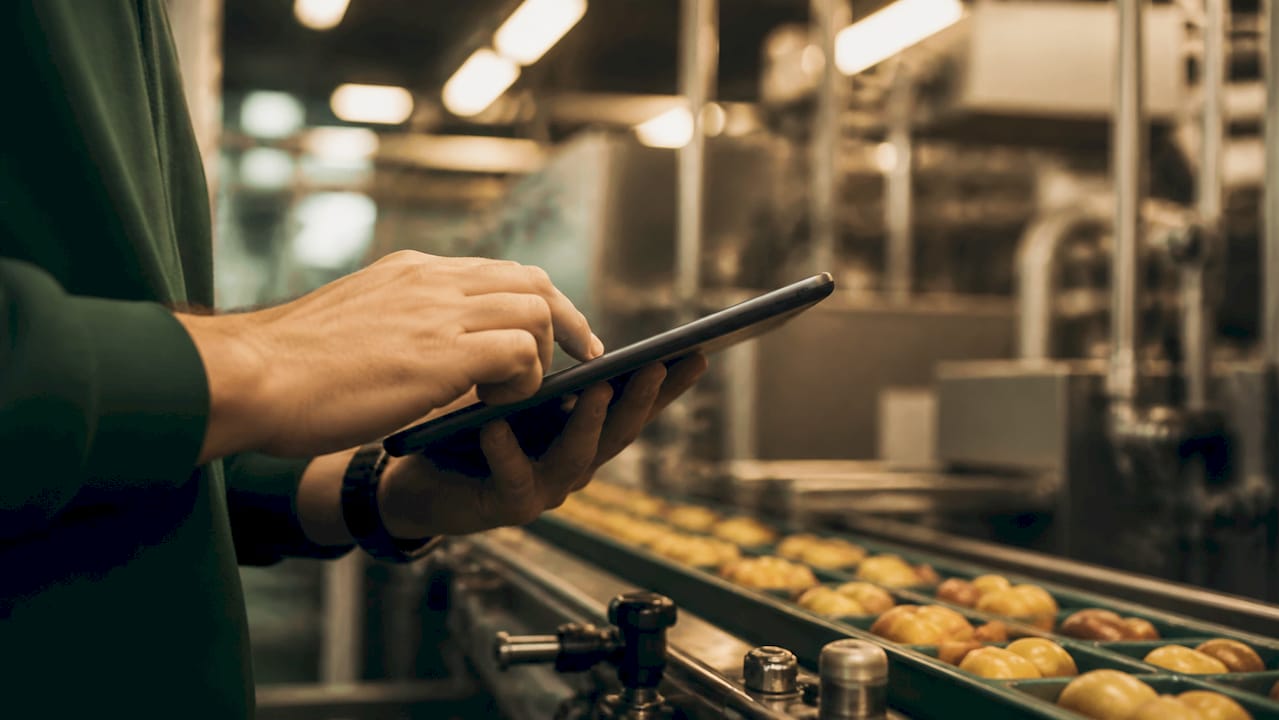 Hands entering operator notes on tablet