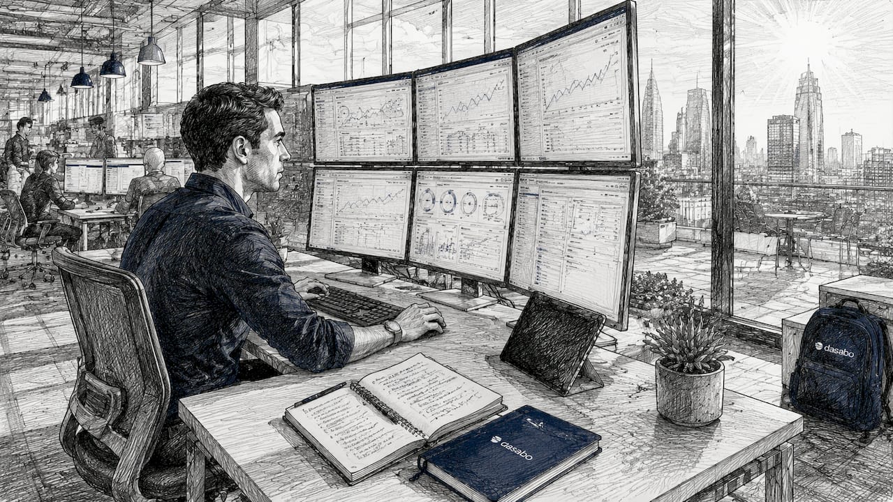 Technician monitoring hosting performance in operations center
