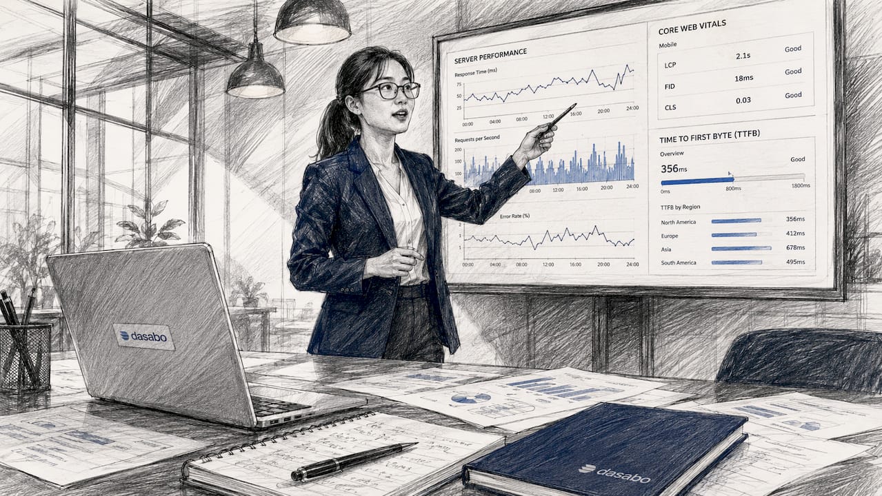IT specialist monitoring server TTFB metrics