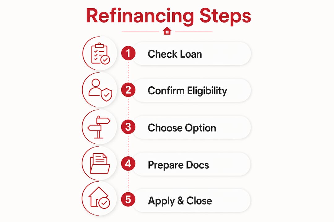 Infographic outlining steps to refinance underwater mortgage