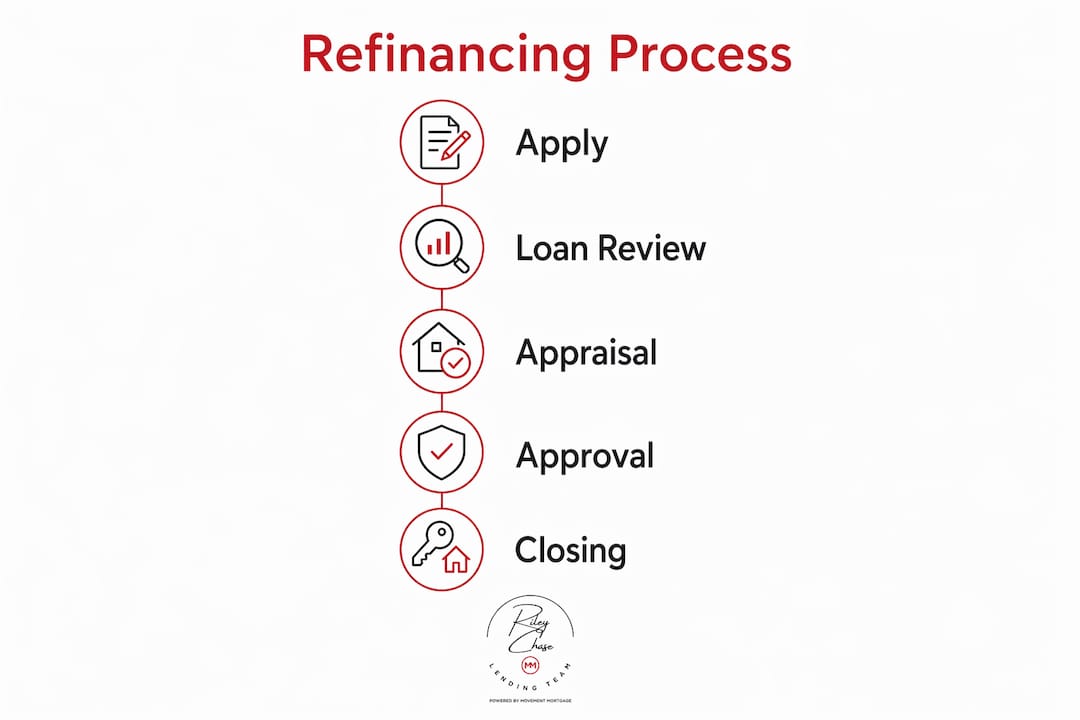 Infographic showing mortgage refinancing steps