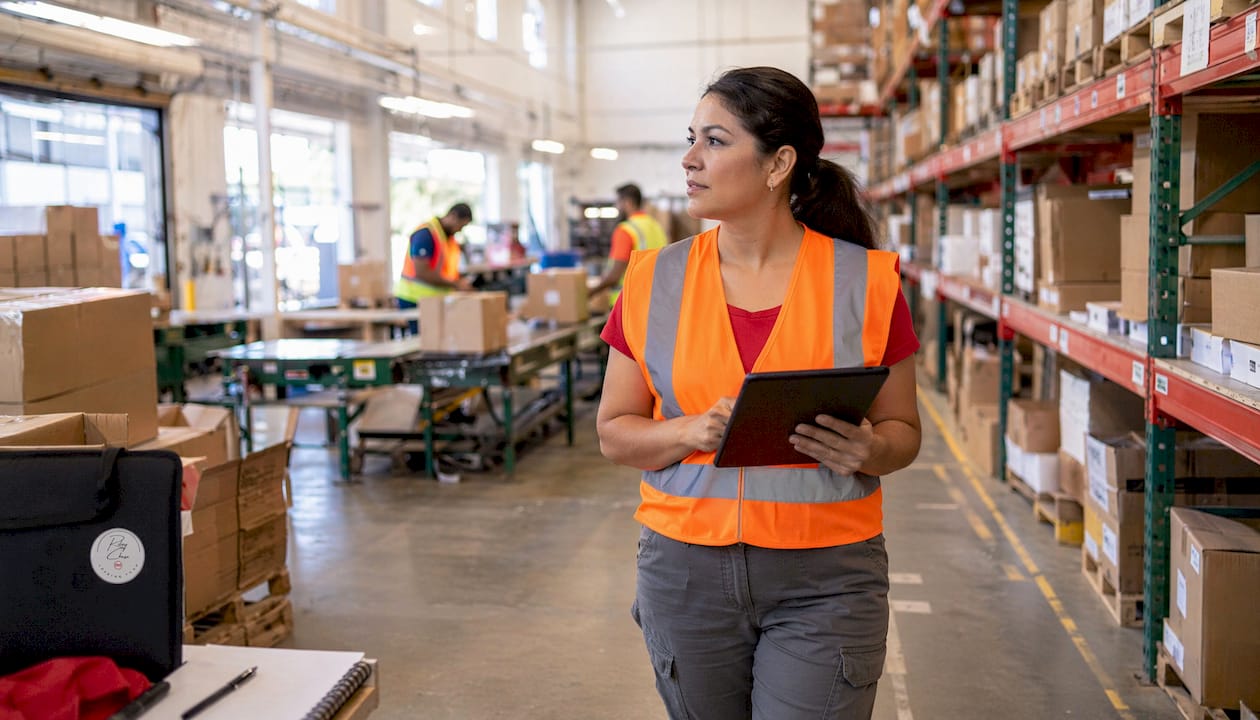 Warehouse manager overseeing ecommerce order fulfillment