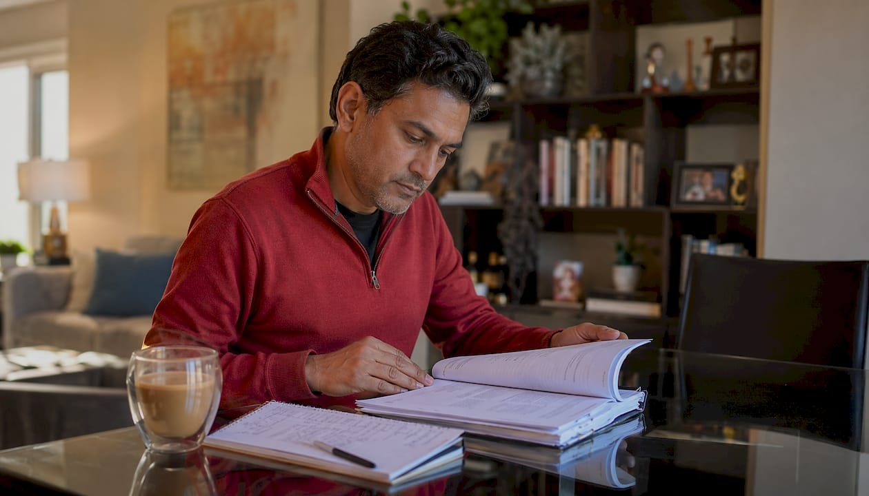 Homeowner reviewing mortgage closing documents