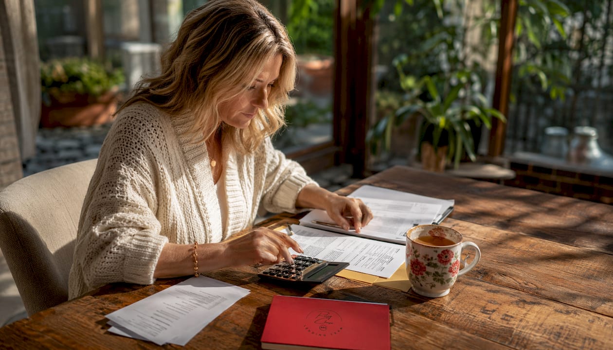 Hands calculating investment loan costs