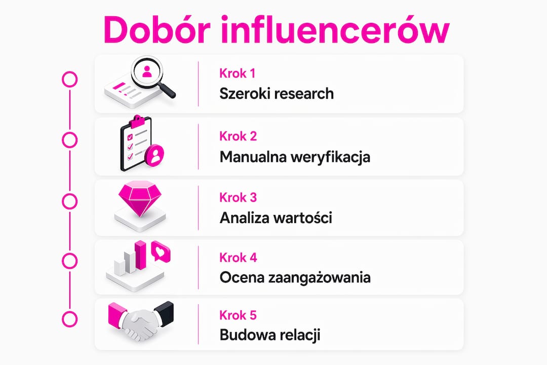 Infografika pokazująca, jak skutecznie wybrać odpowiednich influencerów