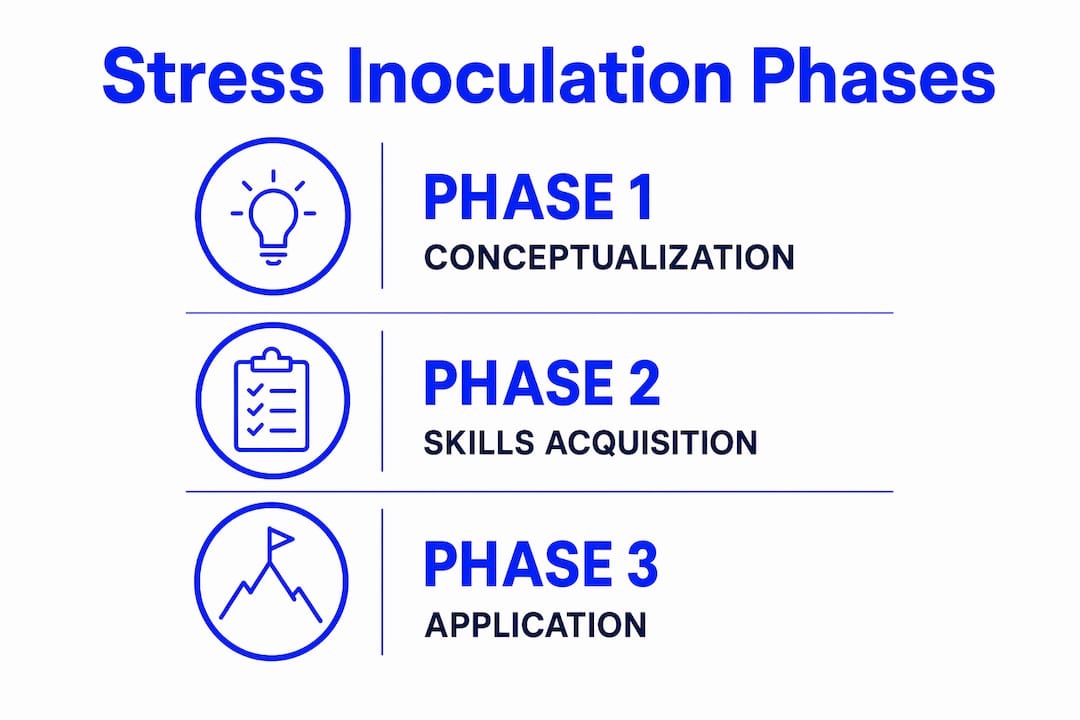 Infographic outlining stress inoculation training phases