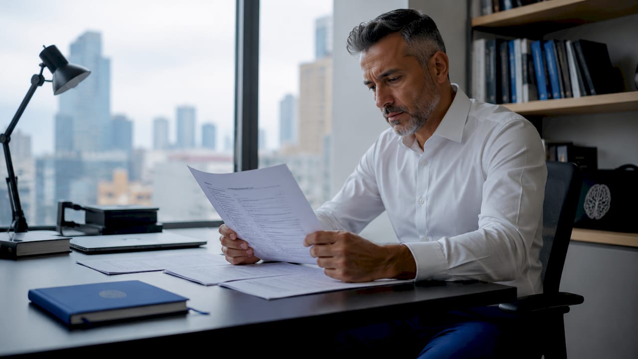 Mental health professional reviewing warning signs checklist