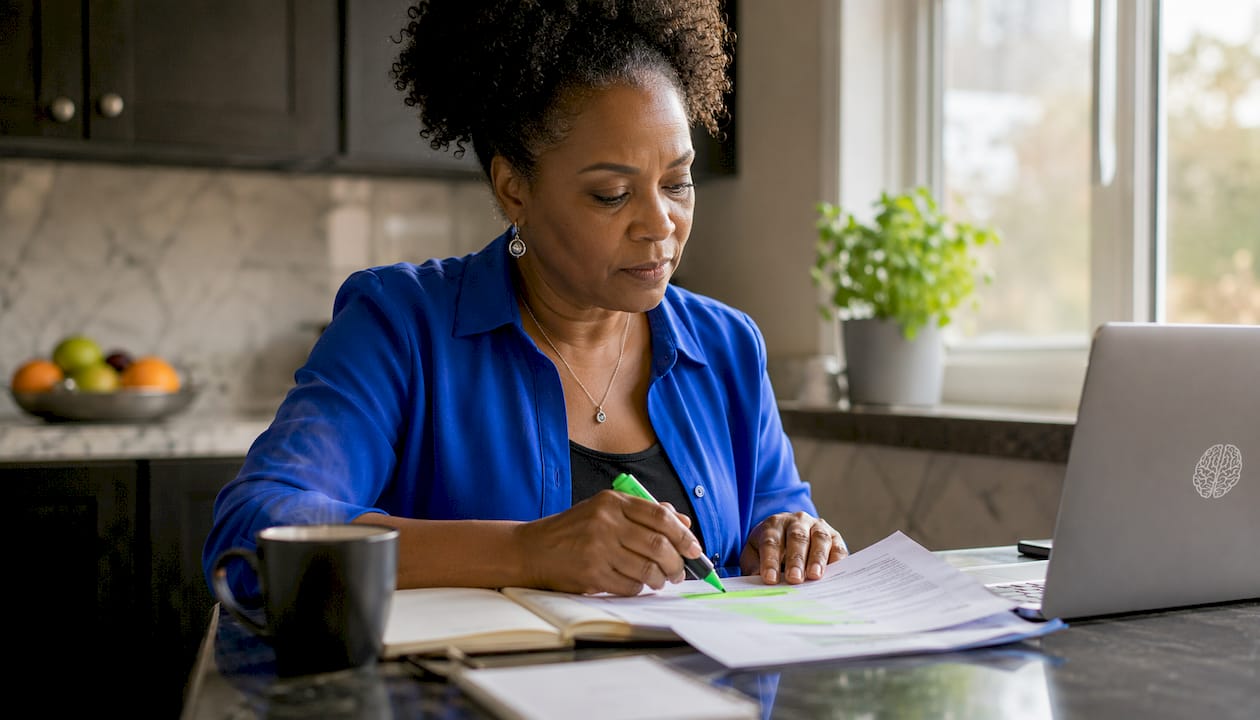 Person reviewing crisis safety plan document