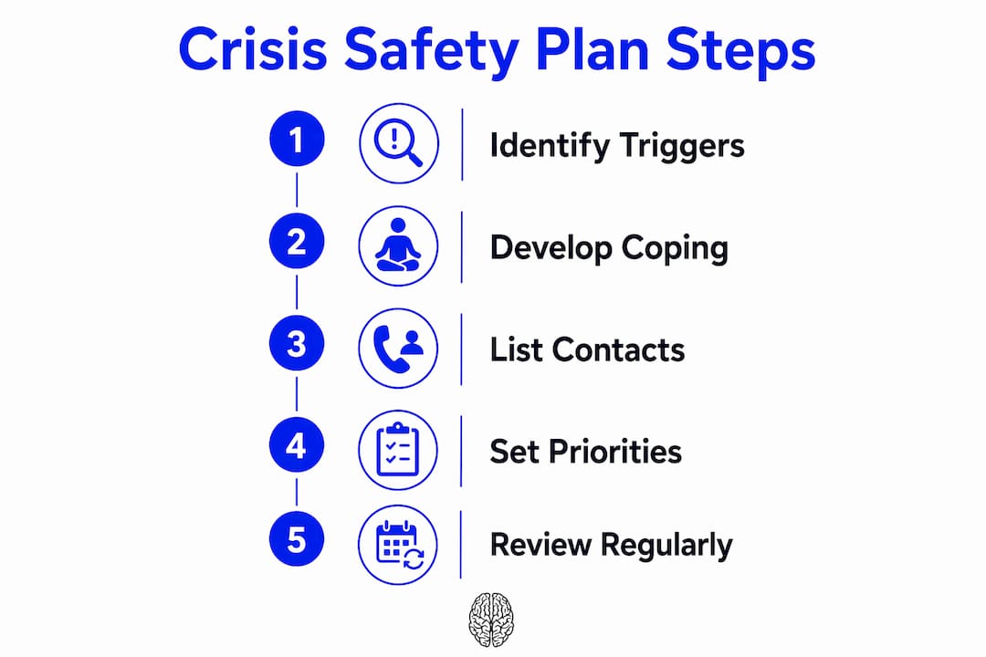 Infographic showing key steps of crisis safety plan