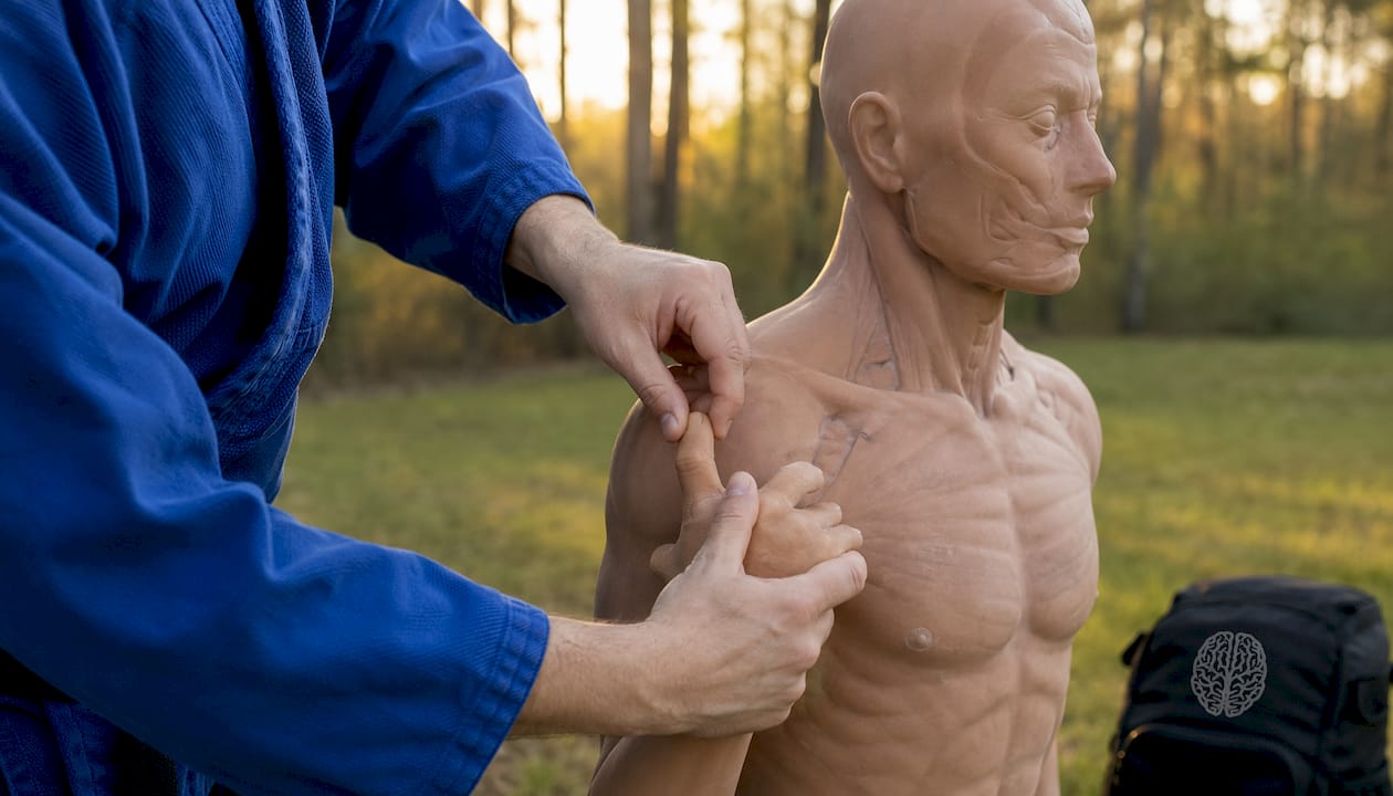 Hands demonstrating self-defense grip pressure point