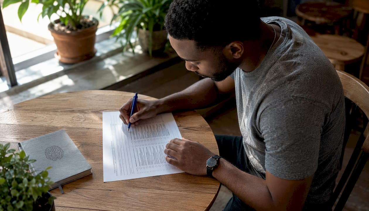 Employee completing self-defense pre-training survey