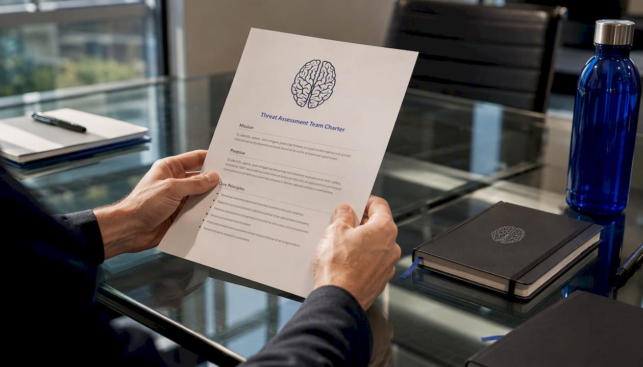 Hands holding printed team roles document