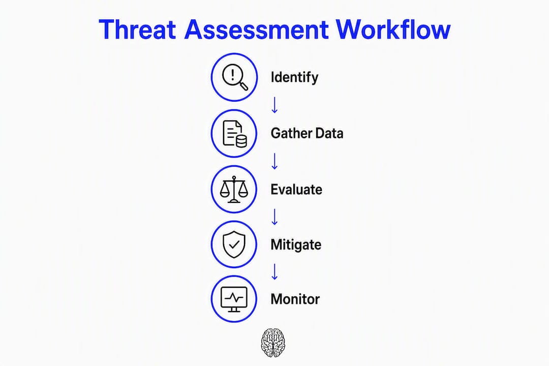 Infographic showing workplace threat assessment steps
