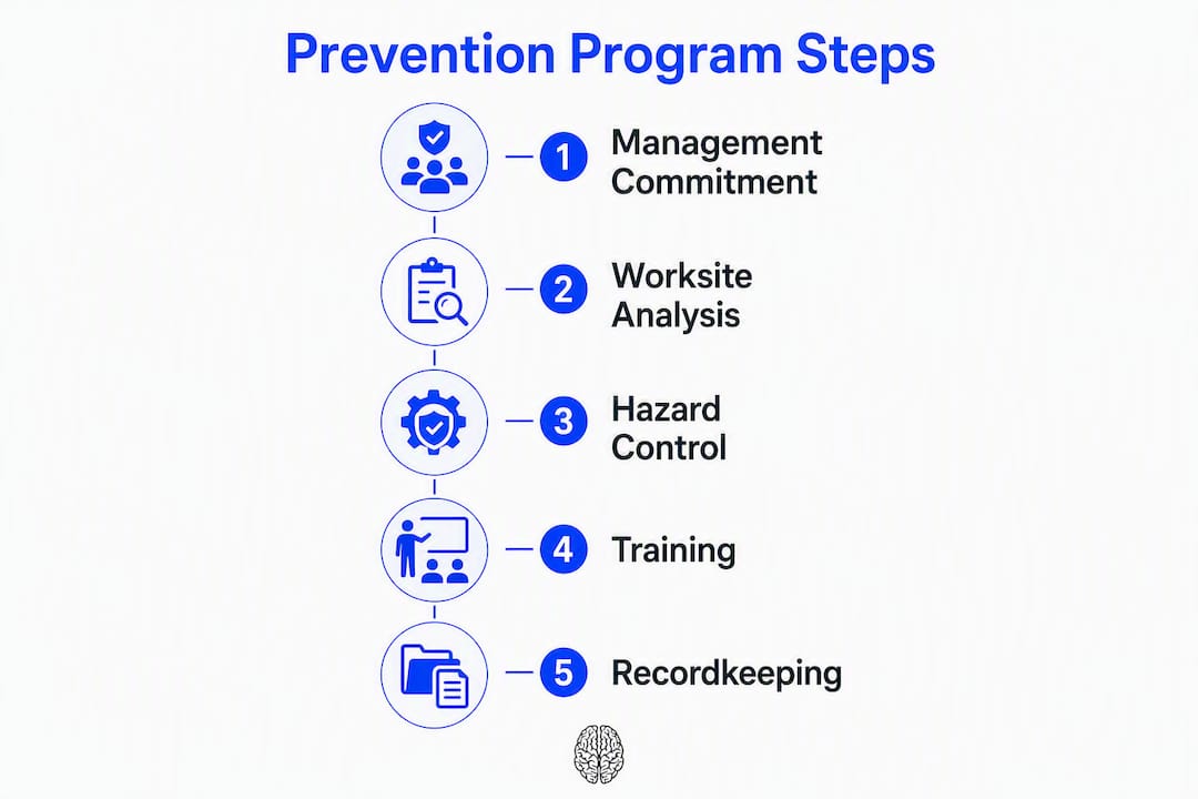 Infographic showing key steps of violence prevention program