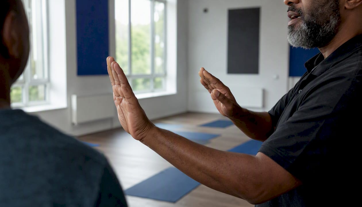 Hands demonstrating non-verbal de-escalation