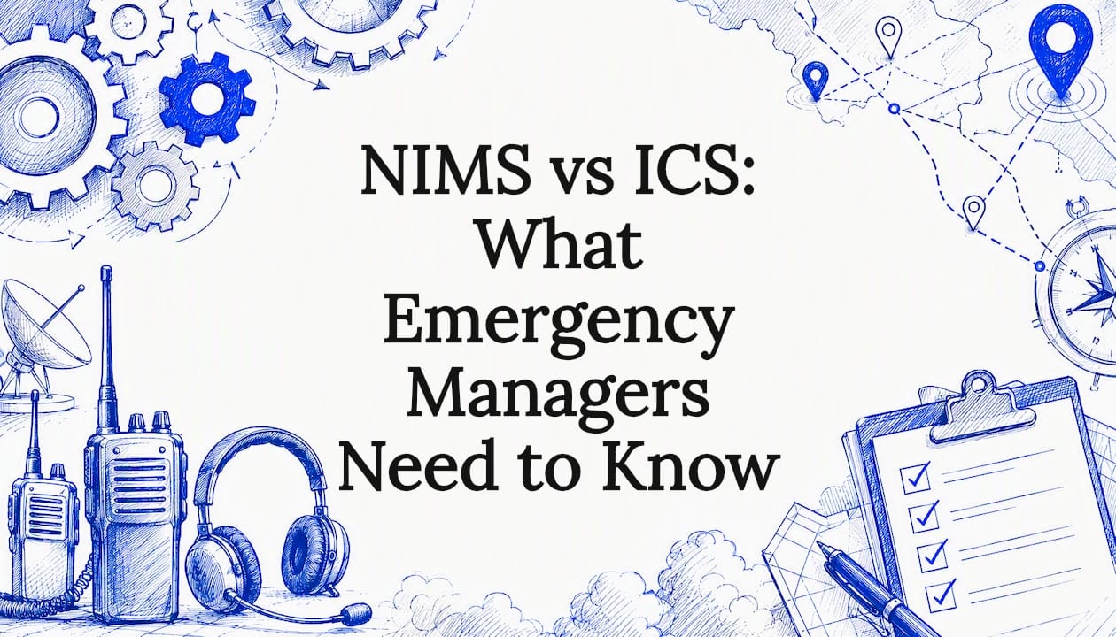 Decorative title card illustration representing emergency management coordination