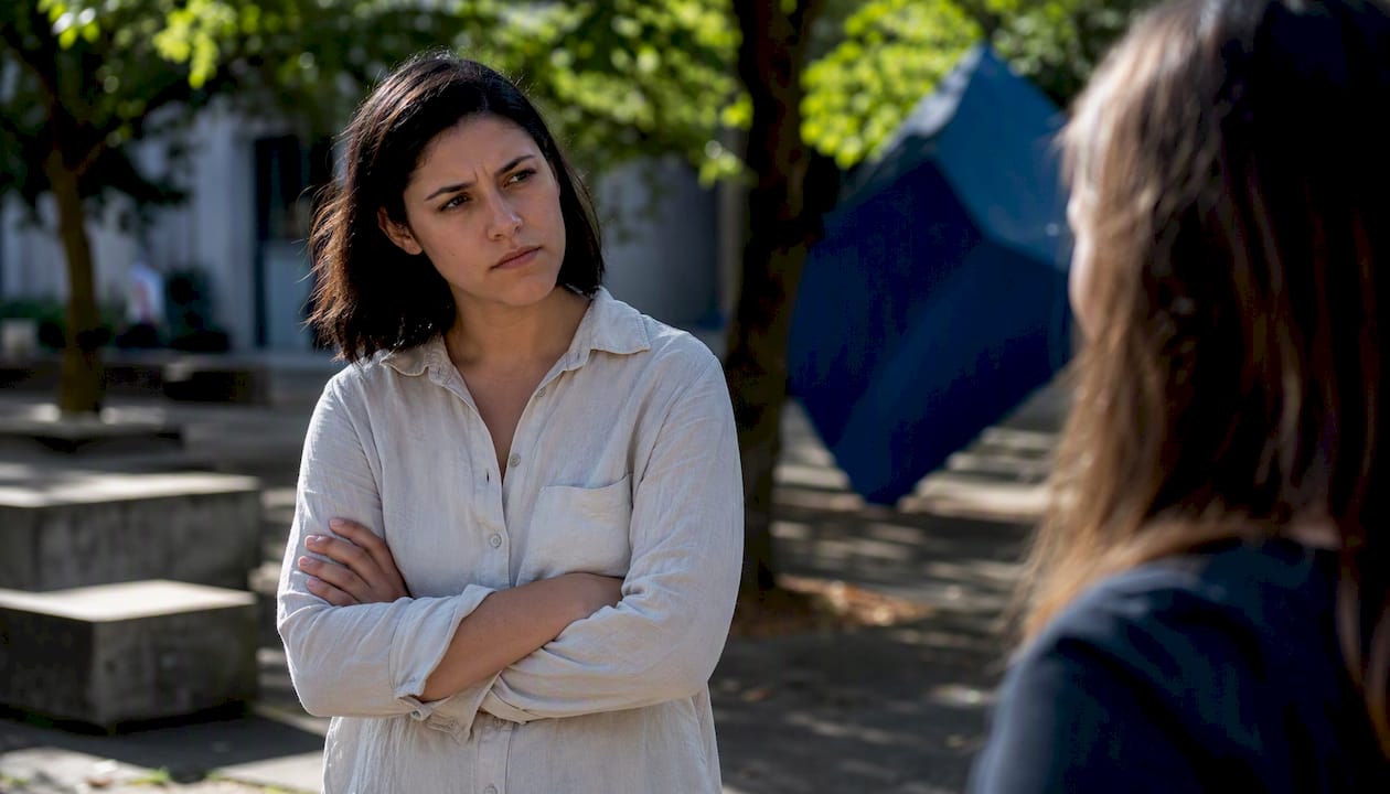 Person demonstrating defensive body language
