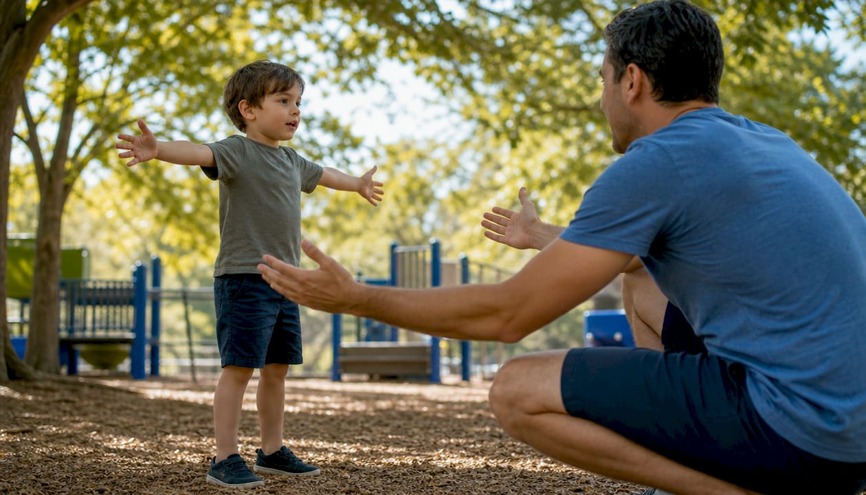 Child practicing personal space bubble game