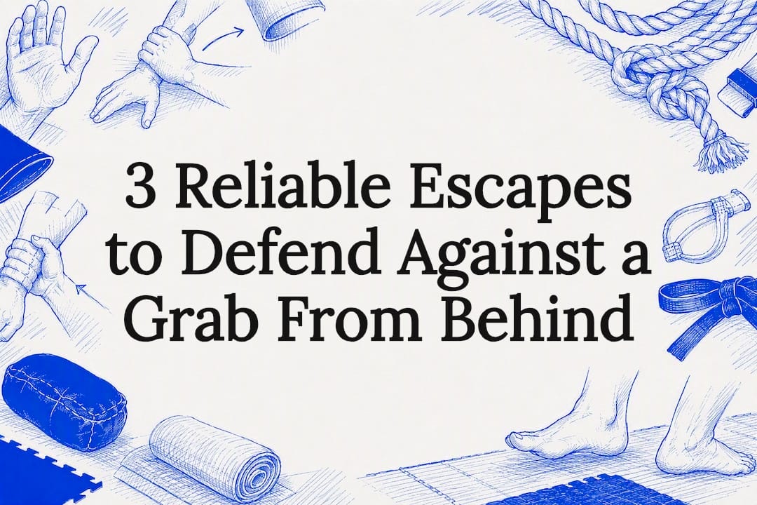 Decorative self-defense escape title card illustration