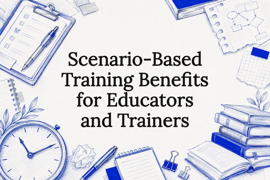 Decorative title card illustration for scenario-based training