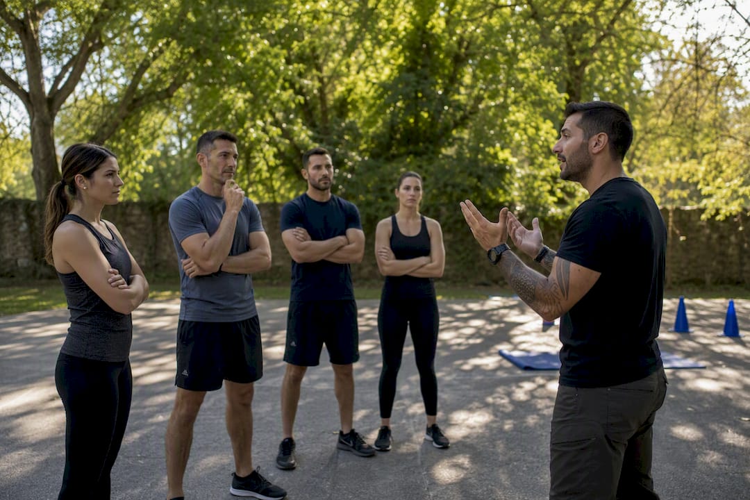 Trainer demonstrating scenario-based training decision