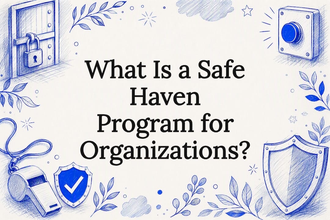 Decorative title card illustration for safe haven program