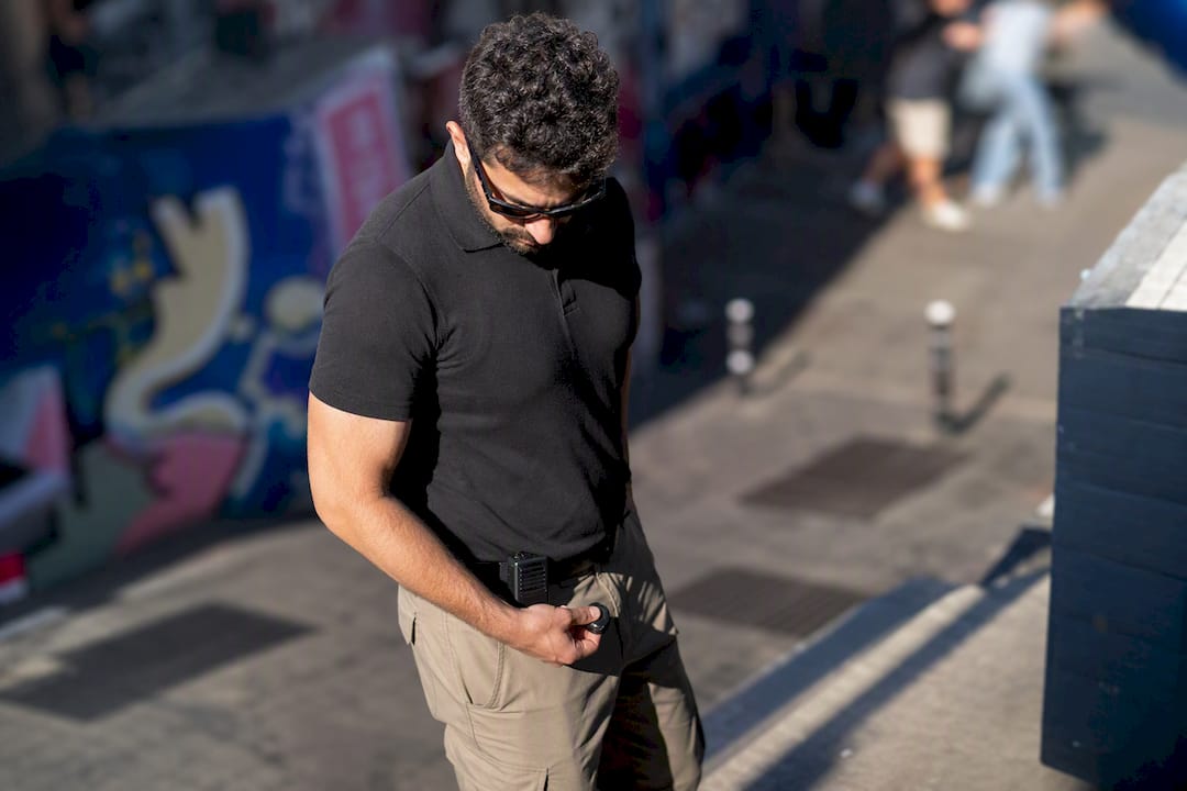 Lone worker testing monitoring device connectivity on route