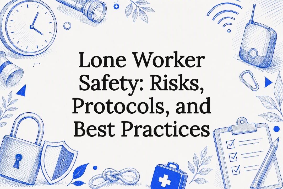 Decorative title card illustration for lone worker safety