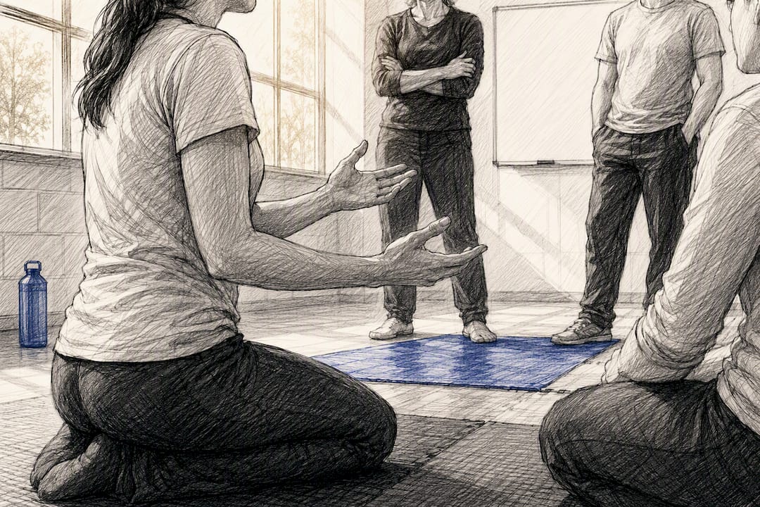 Person practicing verbal intervention during training