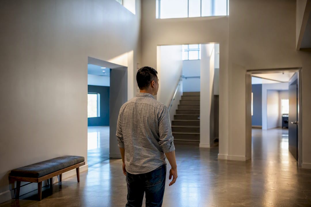 Visitor practicing awareness of building exits