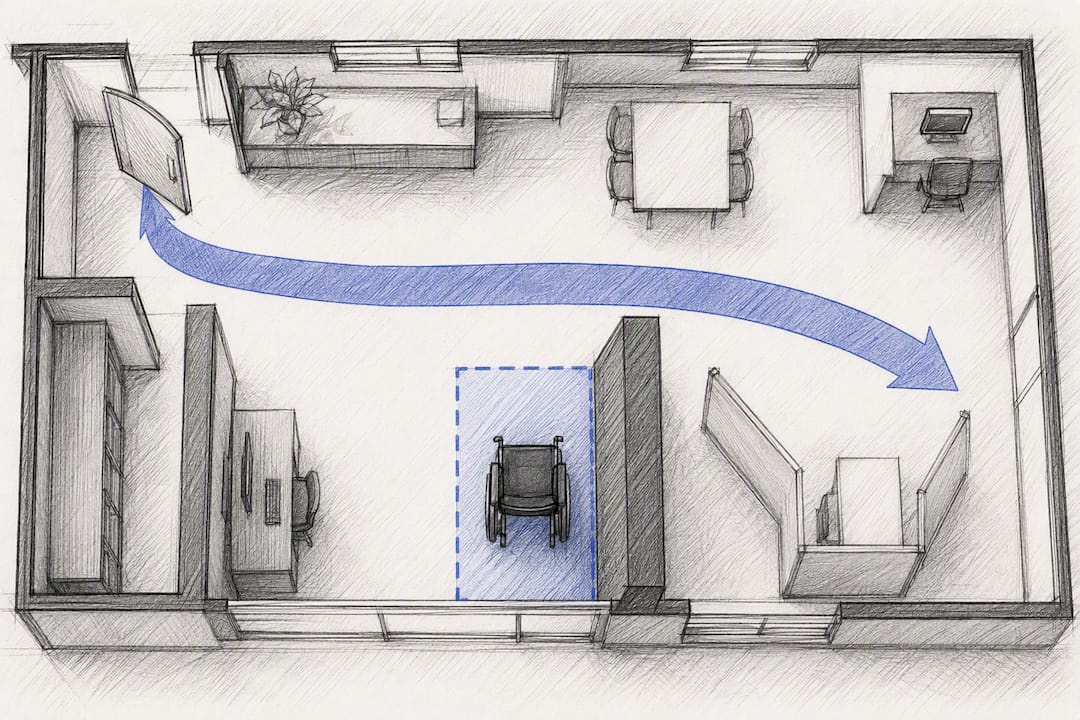 Accessible room layout showing cover and concealment