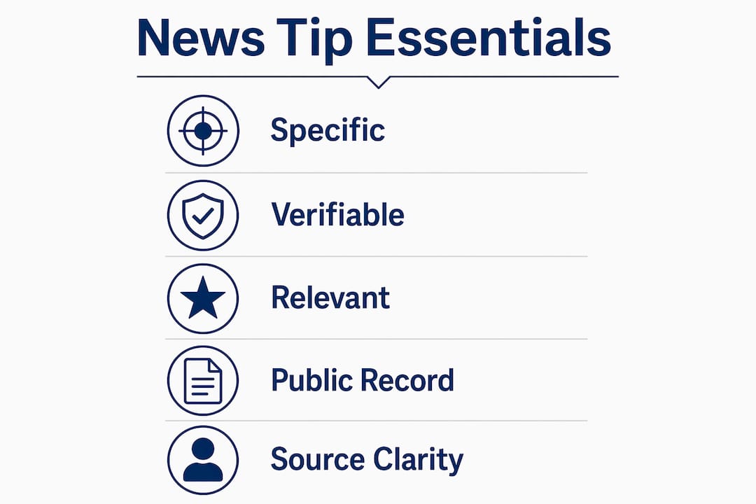 Infographic showing key elements of a news tip