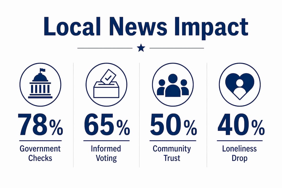 Infographic showing key local news impact statistics