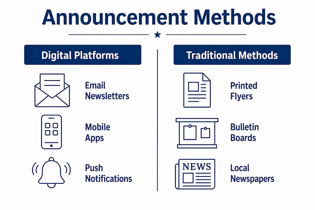 Infographic comparing digital and traditional school event announcements