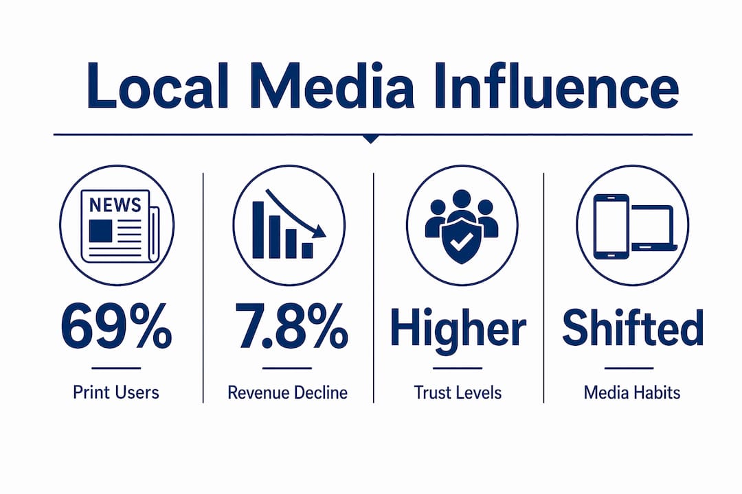 Infographic illustrating key local media influence statistics