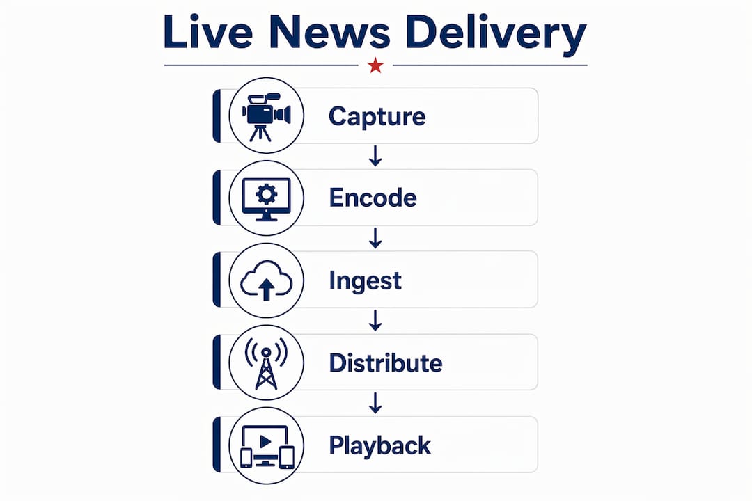 Infographic explaining live news delivery stages
