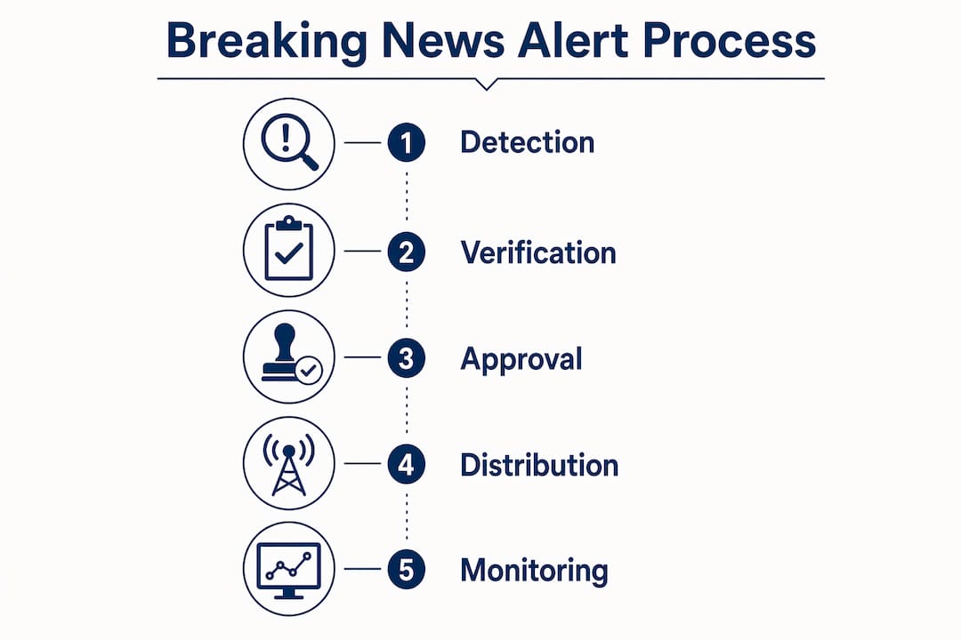 Infographic showing breaking news alert process