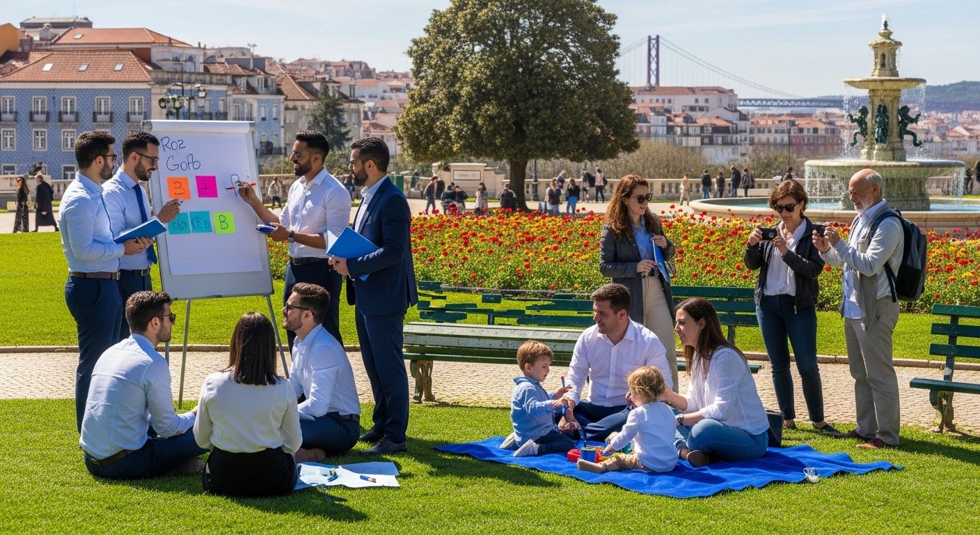 Lisbon parks tourists team building
