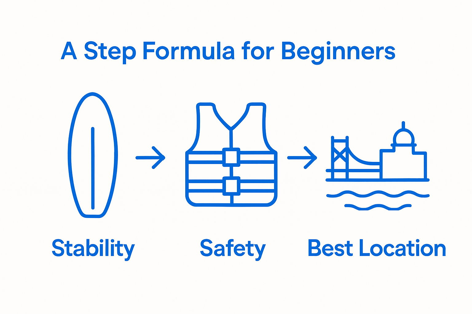Infographic of paddle board stability, safety, best location
