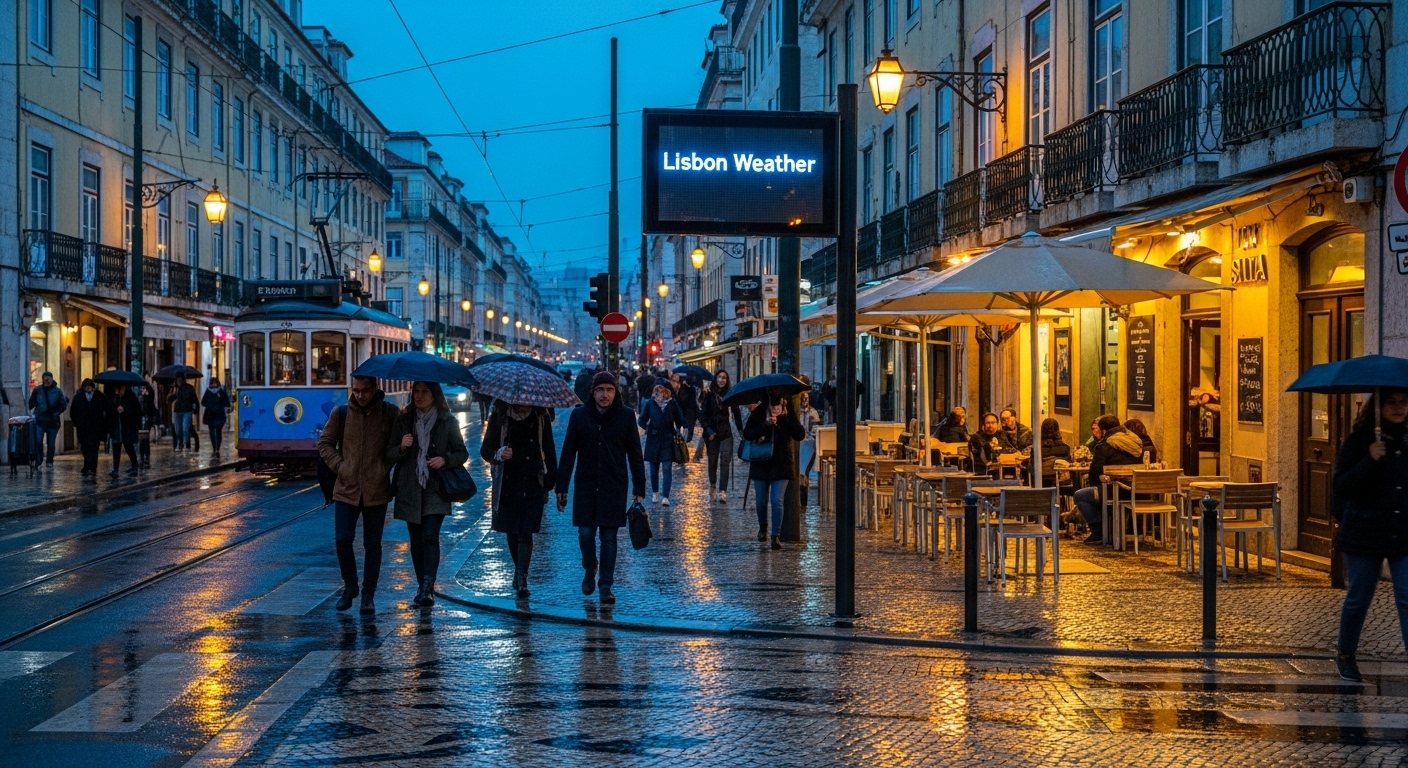 Lisbon November weather cityscape