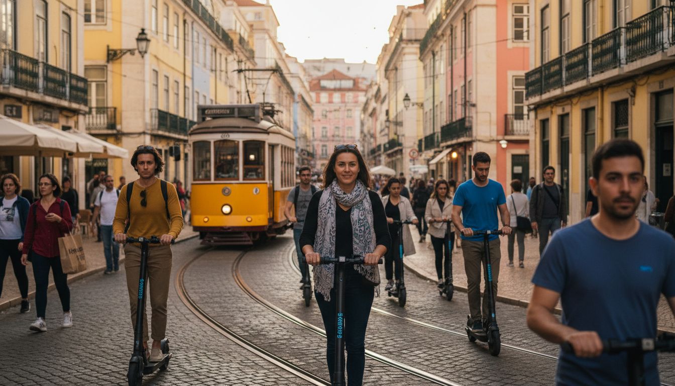 exploring Lisbon electric scooters