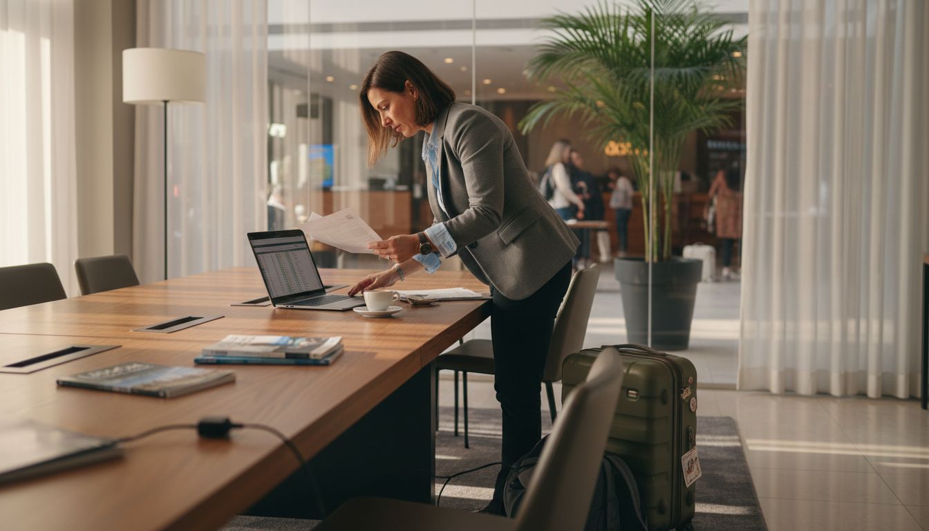 Professional in Lisbon hotel business center