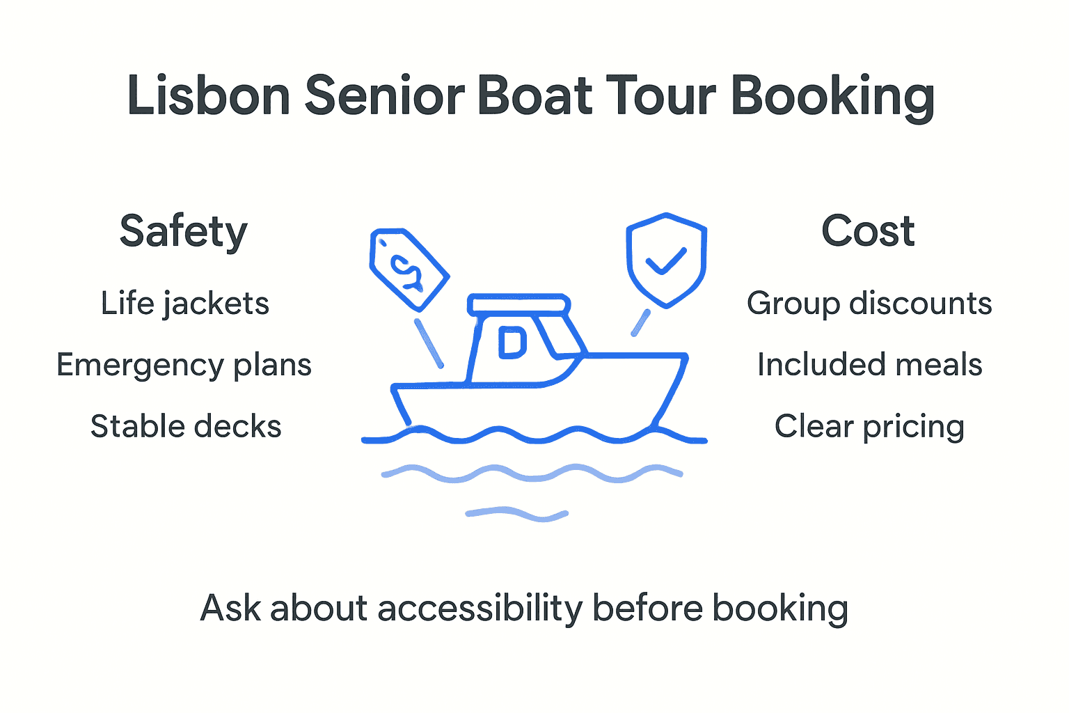 Infographic about booking Lisbon senior boat tours