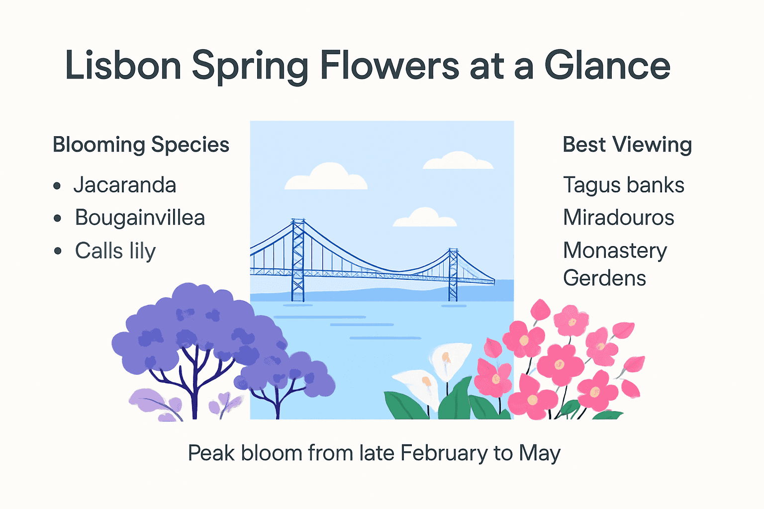 Infographic of Lisbon spring blooms and top spots