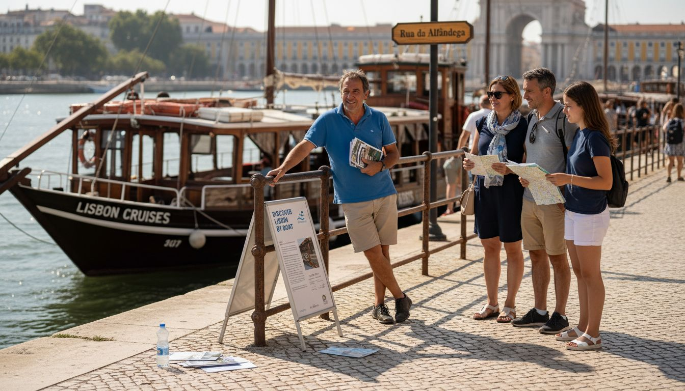 Tour guide and family at Lisbon cruise dock